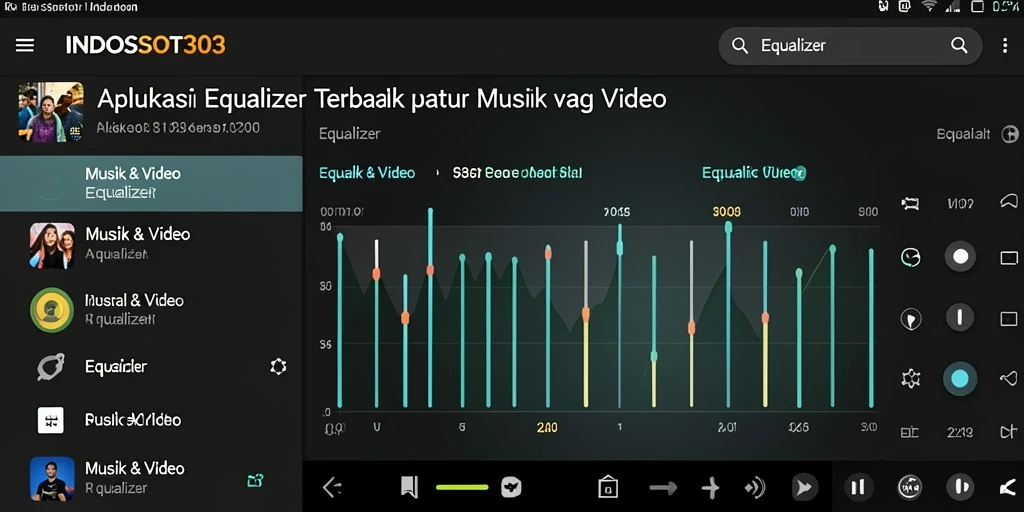 Screenshot antarmuka aplikasi Equalizer INDOSLOT303 yang menunjukkan fungsi penyesuaian suara.