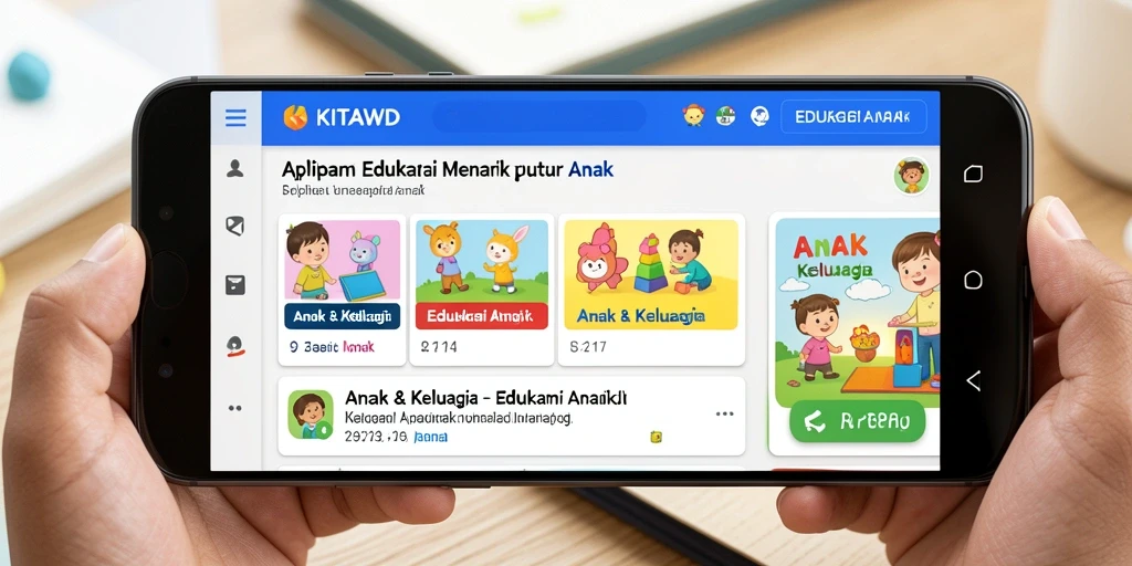Antarmuka menarik untuk anak-anak yang berfokus pada edukasi.