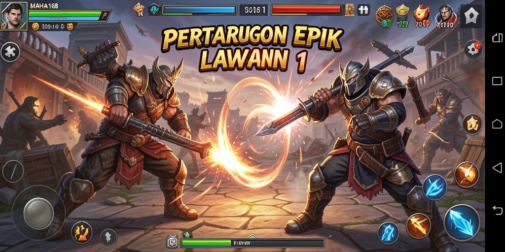 Tampilan antarmuka game Tempur 1 Lawan 1 yang menarik dan dinamis.