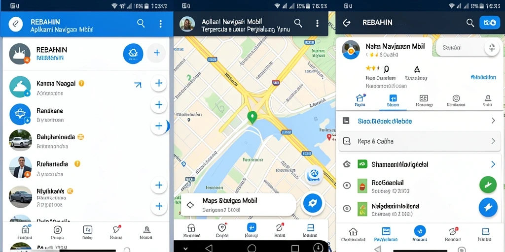 Antarmuka aplikasi <strong>REBAHIN</strong> menampilkan rute navigasi yang jelas dan informatif.